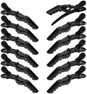 Xester Professional Steel Silver Section Hair Clips for Salon and Parlous (Black) Hair Clip