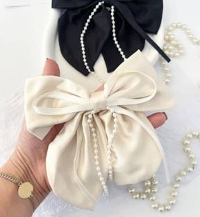 MMQR Bow fancy/ side pin/ combo pin set of 2 black and white Hair Clip