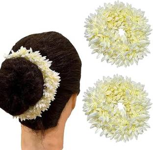 FRESHION STORE Mogra Artificial Gajra Flower Scrunchies for Bun, Juda, and Ponytail Bun