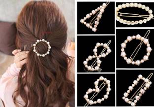 Blubby 4pcs Pearls Minimalist Hair Lock Pins, Metal Pearl Finish Hair Clip