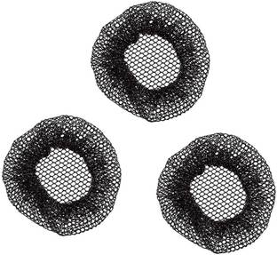 S Mark Smark Elastic Round Net Bun Cover Hair Clip Band (Black) - Pack Of 3 Hair Accessory Set