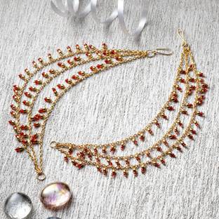 MD KARAT ART M.D KARAT ART Traditional 22K GoldPlated Kundan hair chain for women Hair Chain