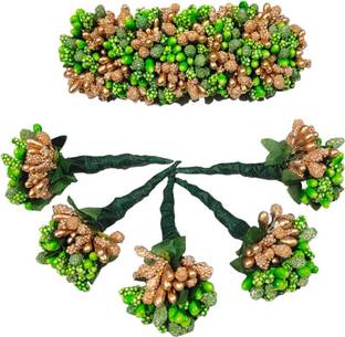 zendro Trandy Hair Aarthi Floral Gajra 1 Veni pins 5 Hair Accessory Set Hair Accessory Set