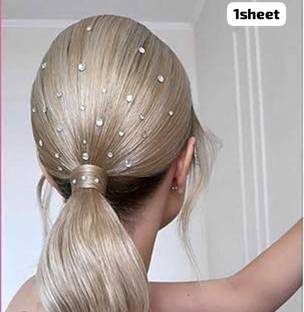 KVY COLLECTION Hair accessories for women wedding hair decoration sticky pearls (1sheet) Hair Tattoo/Sticker