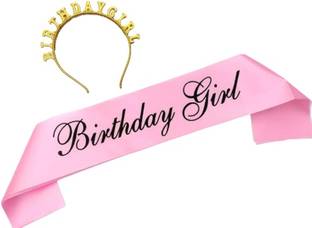 Simplybeaut Little Girls birthday girl crown and banner decoration hair accessory set Hair Band