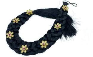 GuruEmbellish Special Braided Hair Parandi/Extension With Designes Of Stones Black Pack of 1 Braid Extension
