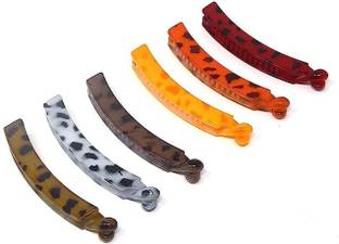 SABRAKAR NEW Cheetah Print Banana Cluchers for Girls & Women {Pack of 6} Banana Clip