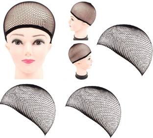 Crazy Hair Hair Wig Cap for Men and Women Full Head Net Hair Wig Cap Black Pack Of 3pcs Head Band