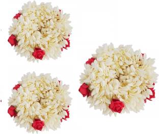 Kaima New Artificial Flower Juda Bun Gajra Hair Flower Gajra (pack of 3) Bun Clip