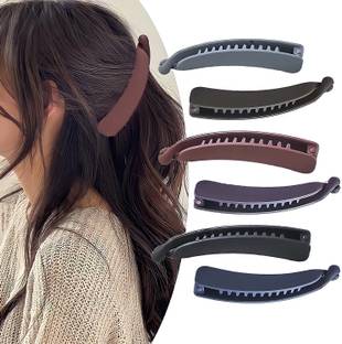 ASG 6 Pcs Matte Banana Hair Clips for Thin Hair, Strong Ponytail Holder - Small Banana Clip