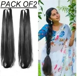 OXYFLY Artificial Fake Long Extensions/ Choti Hair for Women & Girls (pack of 2) hair combo