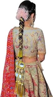 Sunduseva Punjabi Choti Paranda for Women Golden Mirror & Tassel  Accessory Hair Extension