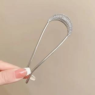 Creeknest U-Shaped Hairpin with Rhinestones Hair Stick for Bun Hairpin Bun Stick