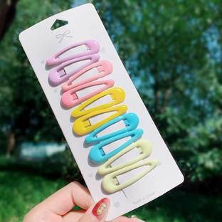 ASG 10 Pcs Snap Matte Finish Metal Tic Tac Hair Clips, No Slip Cute Candy Color Tic Tac Clip