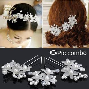 Fascinating Bridal Wedding Hair Pins Rhinestones Pearl Bun Clip