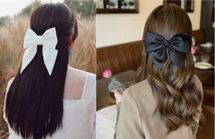 Dreamish Imitation French Style Satin Layer Bowknot Black & White Bow Hair Clip Hair Accessories. B Hair Clip