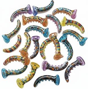 BHARATGAURAV Decorative Hair Claw Clips, Geometric Pattern, Multi-Colour, Pack of 5 Banana Clip