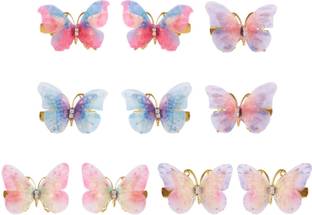 Kela devi 6 PCS 3D Looks Colorful Organza Butterfly Hair Clips Hair Pin