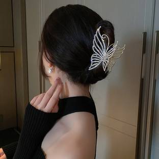 Blubby Big Size Butterfly Pearl Stone Clutcher Clips for Girls and Women Hair Claw