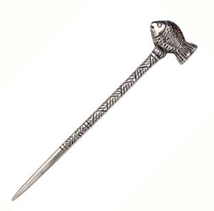 LURIYAA'S Handicrafted Oxidized Fish Metal Bun Hair Stick Bun Stick