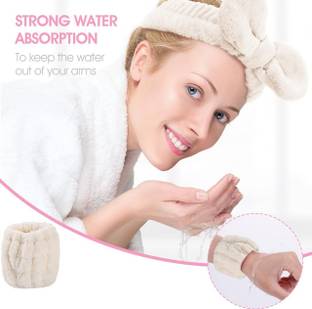 TRINGDOWN Spa Headband Wrist Bands for Washing Face Face Wash Headband and Wristband Head Band