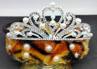 Golden Lion Crystal crown hair band and 1 Pcs tiger print hair bands Rubber Band