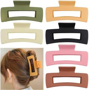 SAMYAK Pack of 6 Matte Colors Geometric Shaped Clutcher Clip Claw Hair Accessory Hair Claw