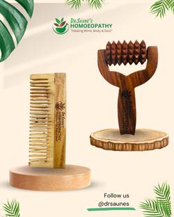 homoeo health WOODEN ROLLER & NEEM COMB hair combo