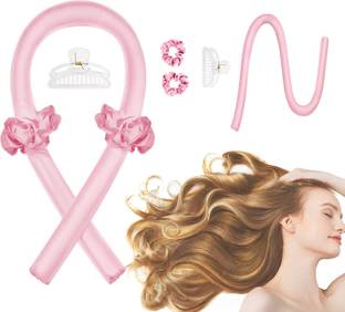 YOGVAYNA Heatless Curling Rod Headband, No Heat Curl Ribbon with Hair Clips, Scrunchies Hair Accessory Set