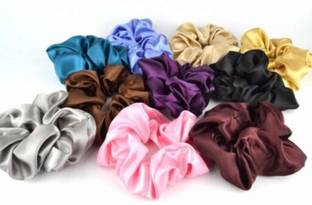 SHASHI Satin scrunchies 10 pcs for girls and women it's very comfortable and smooth Rubber Band
