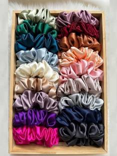 AALIYA INTERNATIONAL Classic Satin Silk Scrunchies For Women And Girls PACK Of 12 Rubber Band
