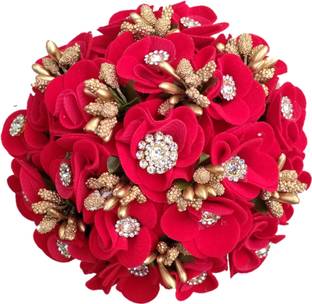 Hogtong Juda Hair Bun with Flower and Stone work Bun