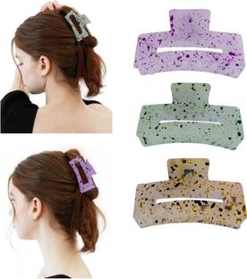 Sprog Prime Hair Claw Clip In Pastel Colors, Aesthetic Korean style Clutch Of 3 Hair Claw