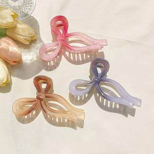 THE MAXIM 3Pcs Claw Clips for Women Aesthetic Colorful Bow Hair Clips for Girls Hair Claw