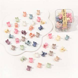 editirx Cute Shiny Super Glossy Bunny Ear Mini Tiny Clips for Girls Hair Clip