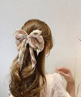 Zever Hair bow pearl hair barrates clip pin fancy stylish( Random colors and design) Hair Clip