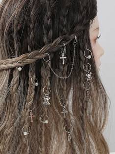 ZUGAD Jewellery Making Silver Charms Mixed Smooth Pendants (30pc-Multishape) Hair Chain