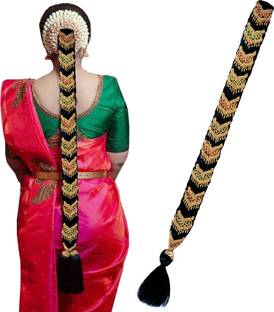 PINAAKA DARINI Maggam Work Poola Jada for Wedding Bridal Bharatanatyam Savaram Hair Braid Braid Extension