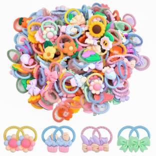 Kela devi 24 Pair Cute Cartoon Hair Ties Colorful Ponytail Holders Hair Accessories Rubber Band