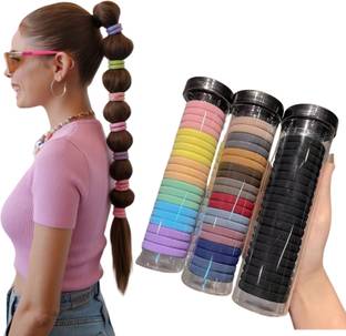 PRAAJKA Daily use Ponytail Hair Ties Elastic Rubber band Soft (Pack of 3) Rubber Band Hair Band