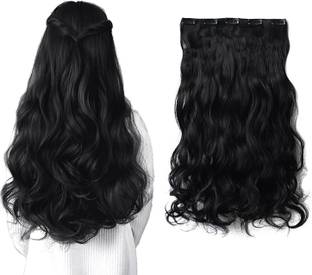 VIVIAN 5 Clips Based 24 inch Black Wavy/Curly Synthetic Hair Extensions Hair Clip
