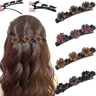 HASTHIP Sparkling Braided Hair Clips for Women Girls Crystal Stone Hair Hair Clip