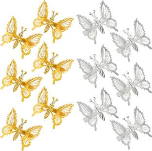 CHIKICHOO 3D Butterfly Hair Clips with Spring Motion - PACK OF 12 PCS Bun Clip