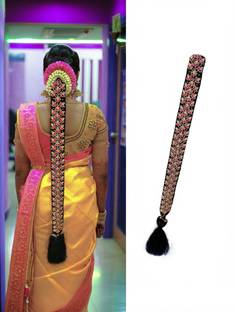 PINAAKA DARINI Maggam Work Poola Jada for Wedding Bridal Bharatanatyam Savaram Hair Braid Extension