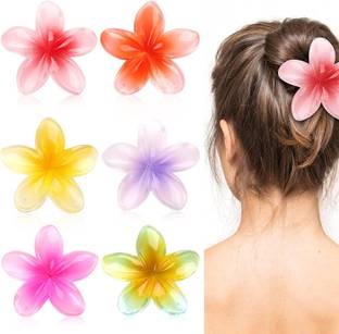 Rhosyn Flower Petal Floral Design Hair Styling Claw Clutcher Clips (Pack of 6) Hair Clip
