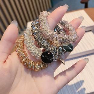 SimreenRSN Pack of 4 crystal hair rubber bands Korean style Rubber Band