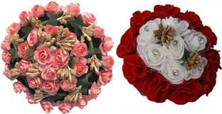 AROOMAN ™ Full Juda Bun Hair Flower Gajra Combo for Wedding and Party Bun