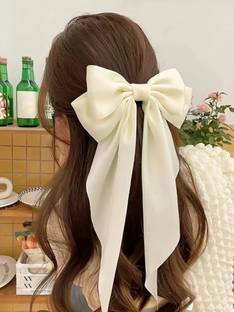 axocean Bow Hair Ribbon For Women And Girls Made With Silk Satin Hair Clip