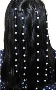 kamule pearl hair wrap strings with knotted thread and pin set of - 4 Tic Tac Clip