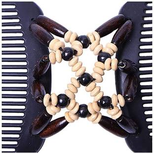 VACULACE Magic Double Row Wooden Butterfly Stretchy Hair clutcher for Women Hair Clip